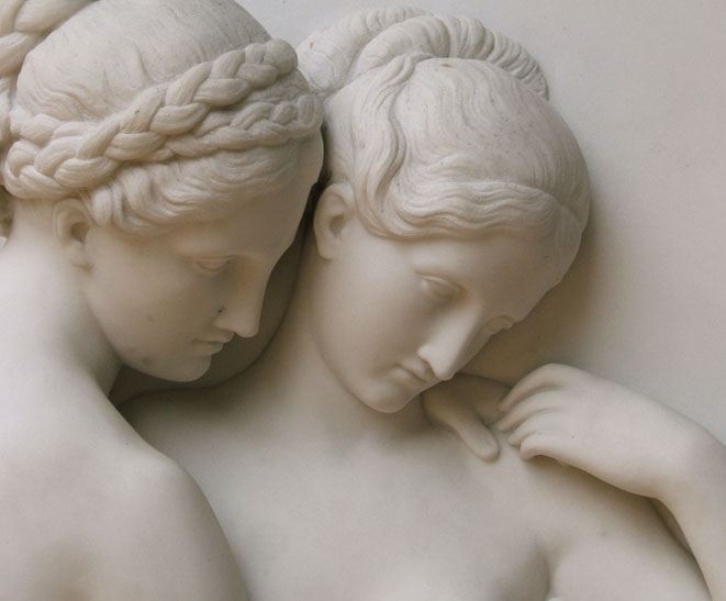 Relief sculpture of The Three Graces (detail).